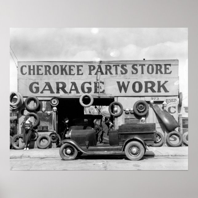 Cherokee Parts Store, 1936. Vintages Foto Poster (Vorne)
