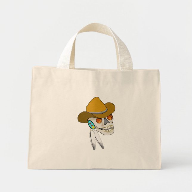 Cherokee Skull Beach Bag Mini Stoffbeutel (Vorne)