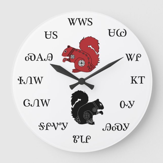 Cherokee Squirrel Clock Große Wanduhr (Vorderseite)