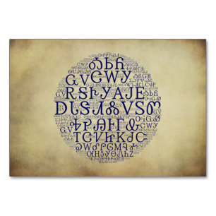 Cherokee Syllabary Blue Cloud Flat Card Tischnummer
