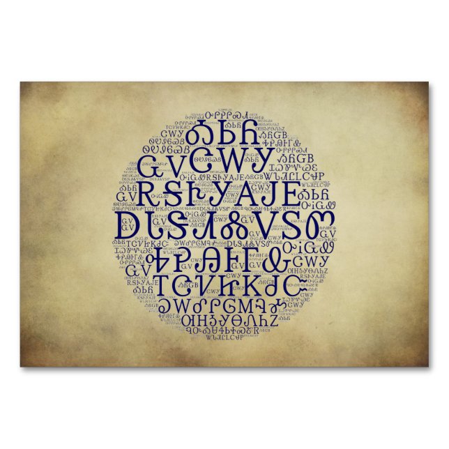 Cherokee Syllabary Blue Cloud Flat Card Tischnummer (Vorderseite)