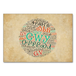 Cherokee Syllabary Perchary Look Flachkarte Tischnummer