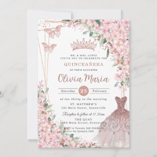 Cheroms Rose Gold Dress Gown Quinceañera Einladung