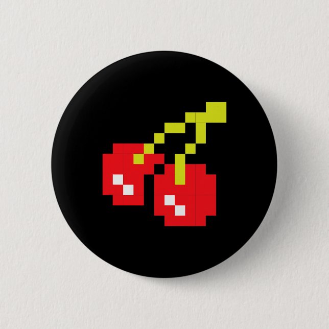 Cherries 80er Videospiel Halloween Kostüm Easy Gro Button (Vorderseite)