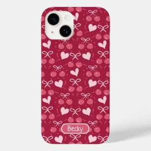 Cherries Bows hören rot und rosa Case-Mate iPhone 14 Hülle