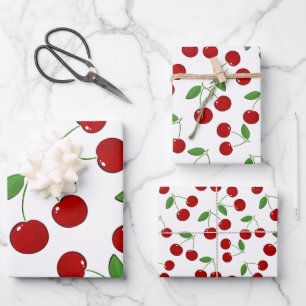 Cherries Design Wrapping Paper Sheets Geschenkpapier Set
