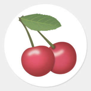 Cherries Emoji Runder Aufkleber