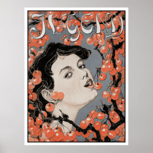 Cherries essen - Art Nouveau - Jugend Magazine Poster