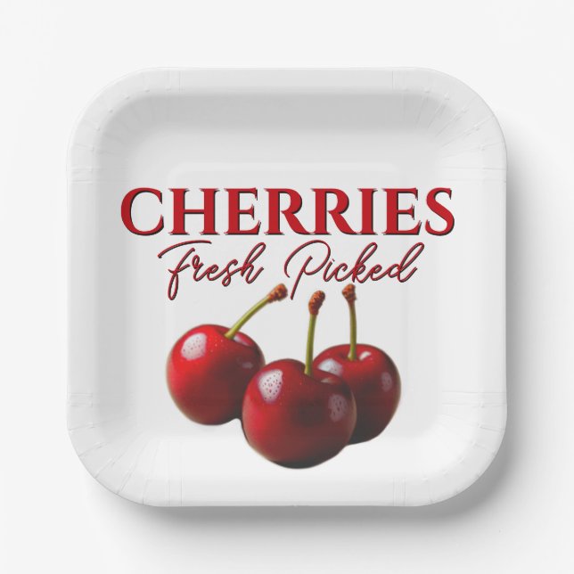Cherries fresh picked  pappteller (Vorderseite)