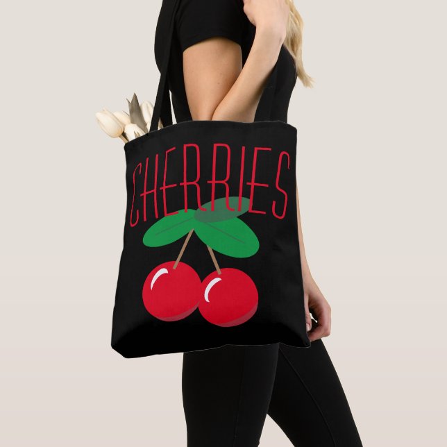 Cherries Frucht Red Black Tote Bag (Von Nahem)