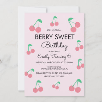Cherries Frucht Rosa Geburtstagsparty Einladung