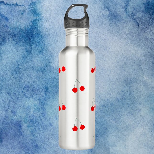Cherries Fruchtmuster Edelstahlflasche (A water bottle with a cute cherry pattern)