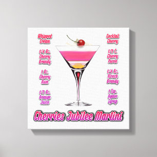 Cherries Jubilee Martini Cocktail Rezept 12"x12" Leinwanddruck