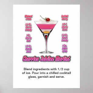 Cherries Jubilee Martini Cocktail Rezept 16"x20" Poster