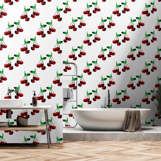 Cherries Muster Tapete (Badezimmer)