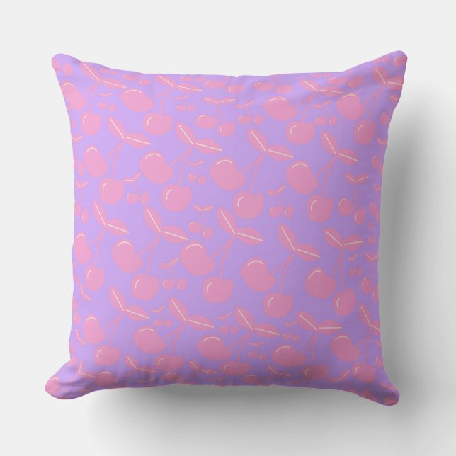 Cherries Pattern Pillow Pink Girly Dormroom Kissen (Vorderseite)