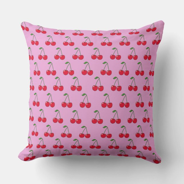 Cherries pattern pink kissen (Vorderseite)