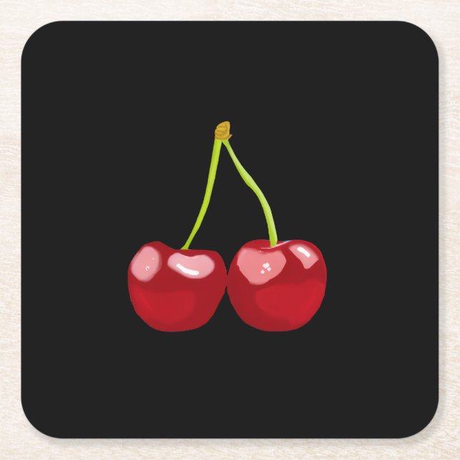 cherries rechteckiger pappuntersetzer (Vorderseite)