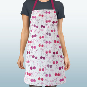 Cherries Ribbons and Bows Watercolor Pattern Schürze