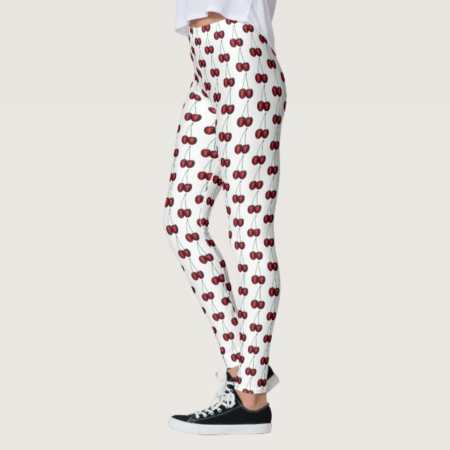 Cherries Ripe Red Cherry Summer Frucht Print Leggings (Links)