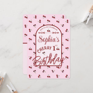 Cherries Thema Erster Geburtstag Einladung