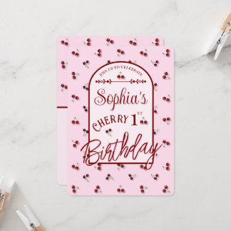 Cherries Thema Erster Geburtstag Einladung
