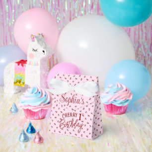 Cherries Theme First Birthday Favor Box Geschenkschachtel