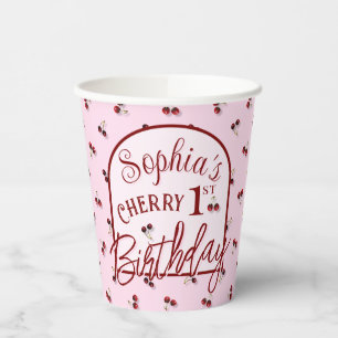 Cherries Theme First Birthday Paper Cup Pappbecher