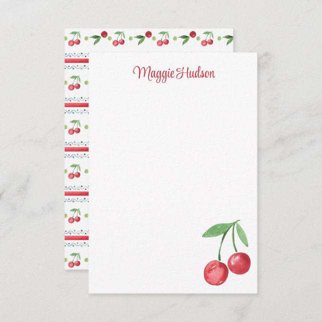 Cherries Watercolor Dankeskarte (Vorne/Hinten)