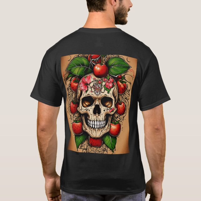 Cherriesskull Tattoo Design T-Shirt (Rückseite)