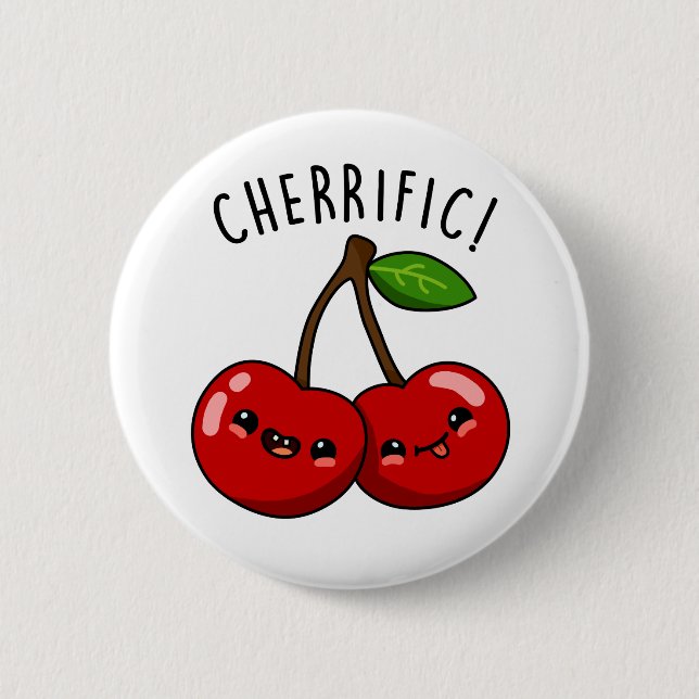 Cherrific Funny Red Cherry Pub Button (Vorderseite)