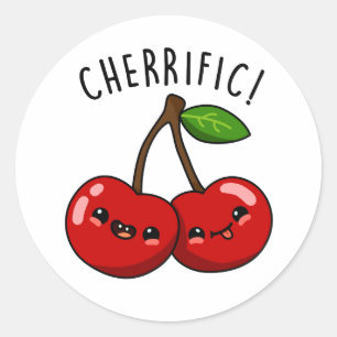 Cherrific Funny Red Cherry Pub Runder Aufkleber