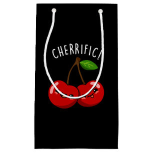 Cherrific Funny Red Cherry Pun Dark BG Kleine Geschenktüte