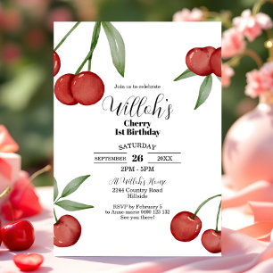 Cherry 1. Geburtstag Einladung SommerKirschen