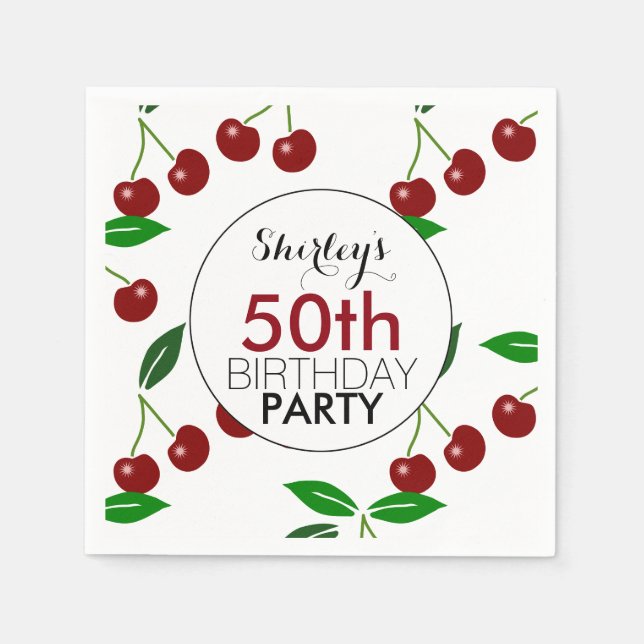 Cherry 50. Geburtstagsparty Paper Napkin Serviette (Vorderseite)