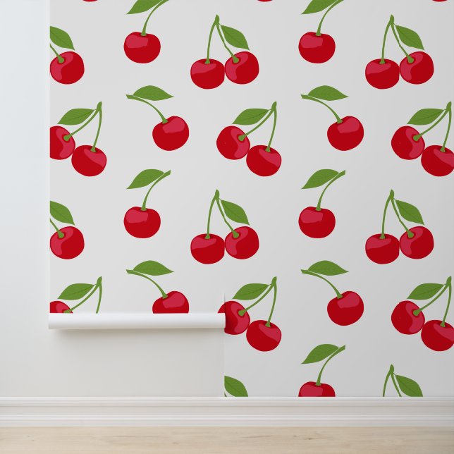 Cherry Aesthetic Niedlich Cherries Pattern Tapete (Anwendung)