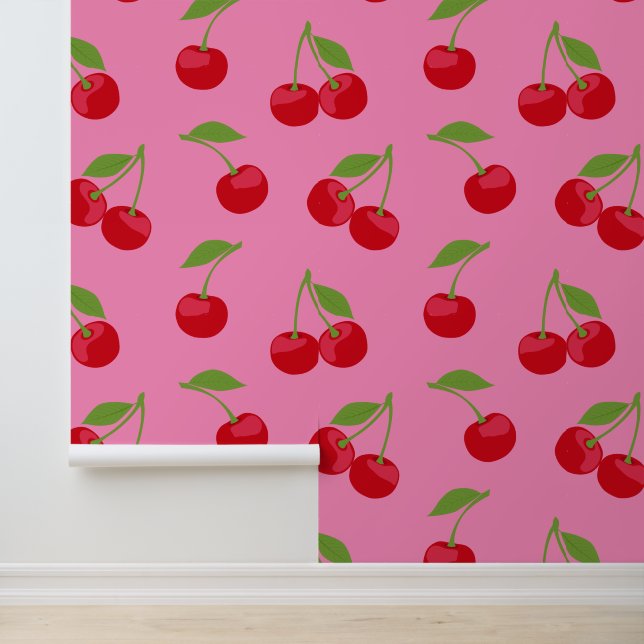 Cherry Aesthetic Niedlich Cherries Pattern Tapete (Anwendung)