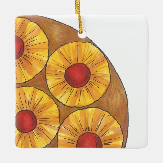 Cherry Ananas Auf dem Kopf Backen Feinschmecker Keramikornament (Vorderseite)