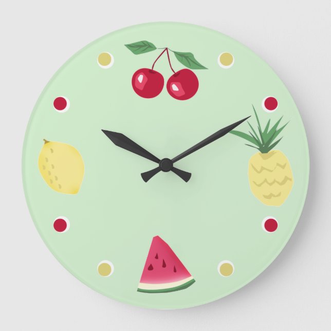 Cherry, Ananas, Zitrone und Wassermelone, groß Große Wanduhr (Vorderseite)