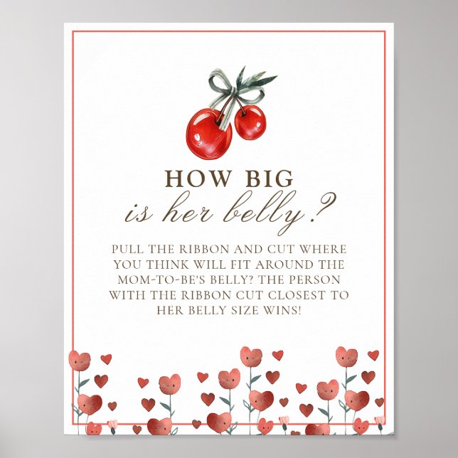 Cherry and Heart wie Big Bly Baby Shower Game Poster (Vorne)