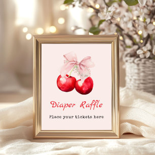 Cherry auf dem Baby Duwer Girl Diaper Raffle Poster