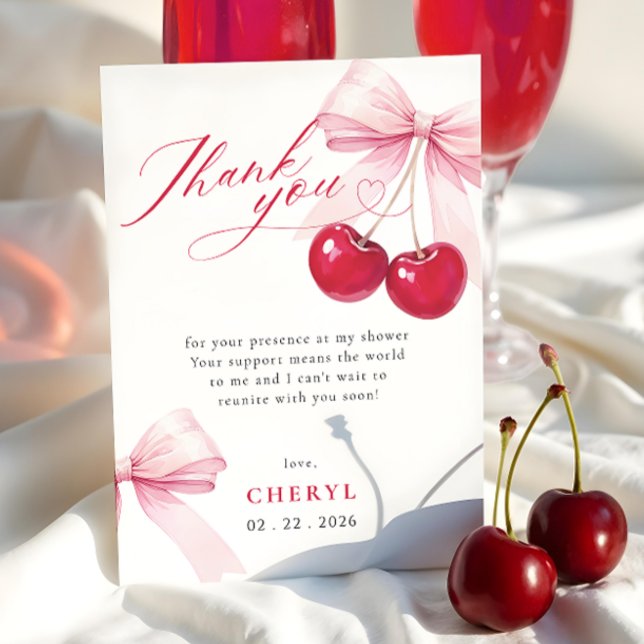 Cherry auf dem oberen Brautparty Danke-Card Dankeskarte (Von Creator hochgeladen)