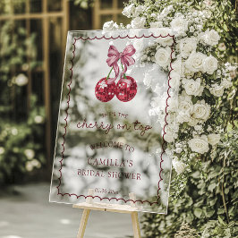 Cherry auf dem obersten Brautparty Willkommen Acrylschild