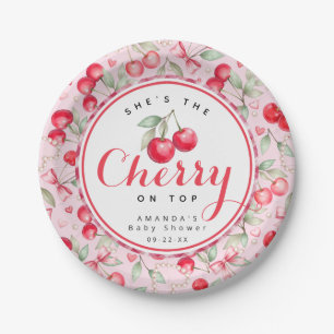 Cherry auf den Tellern der oberen Baby-Duschmaschi Pappteller