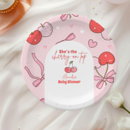 Cherry auf der Babydusche Pappteller