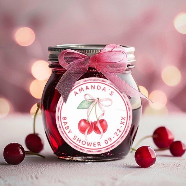 Cherry auf der Coquette Babydusche Runder Aufkleber (Favor Sticker)