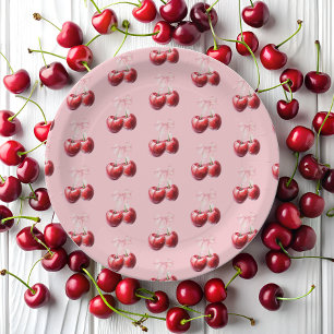 Cherry auf der Coquette Bow Babydusche Pappteller