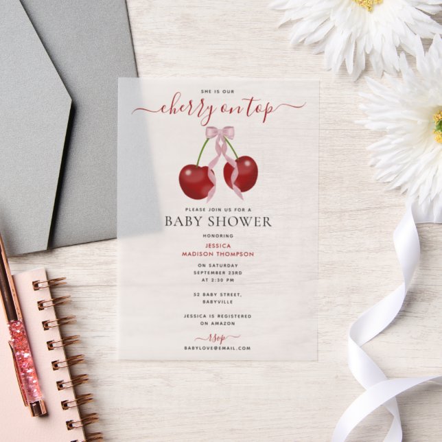 Cherry auf der neuesten Babydusche Pink Bow Girl (Hochzeit)