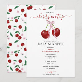 Cherry auf der neuesten Babydusche Pink Bow Girl Einladung