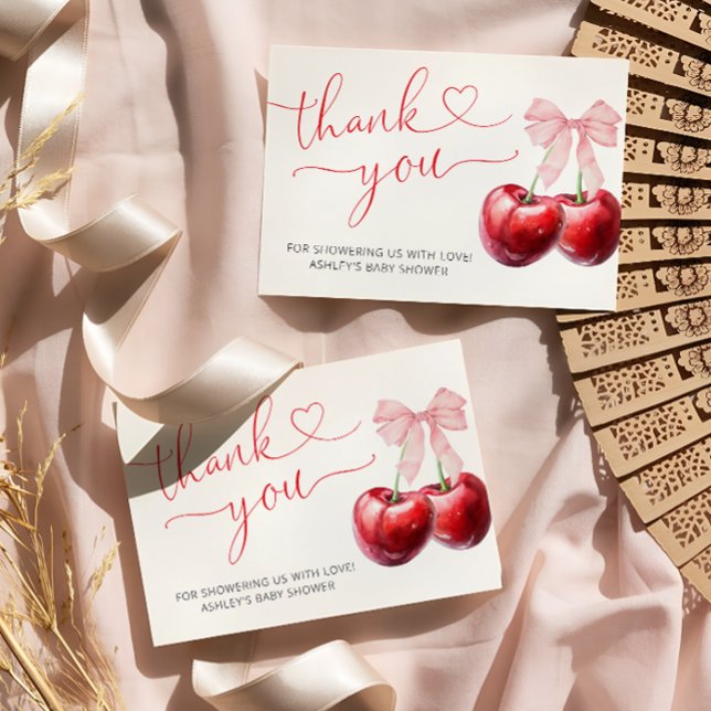 Cherry auf der Niedlichen Bow Baby Dusche Danke Ka Karte (Von Creator hochgeladen)
